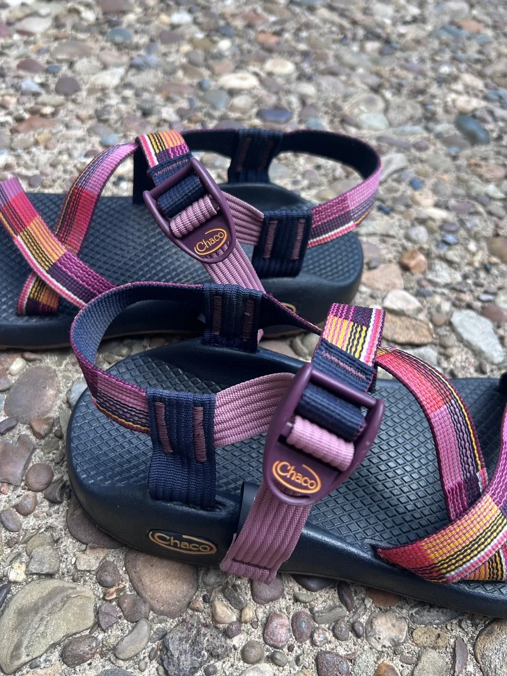 Chaco Size 7 Sandal Z/1 | Navy Pink Purple Orange Yellow | Errorweave Classic - Picture 4 of 9